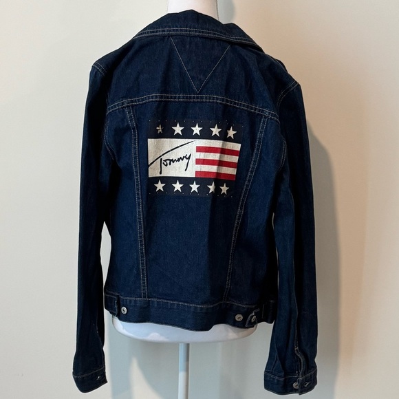 Vintage Tommy Hilfiger Flag Patch Denim Jacket 💙❤️ - Picture 1 of 11